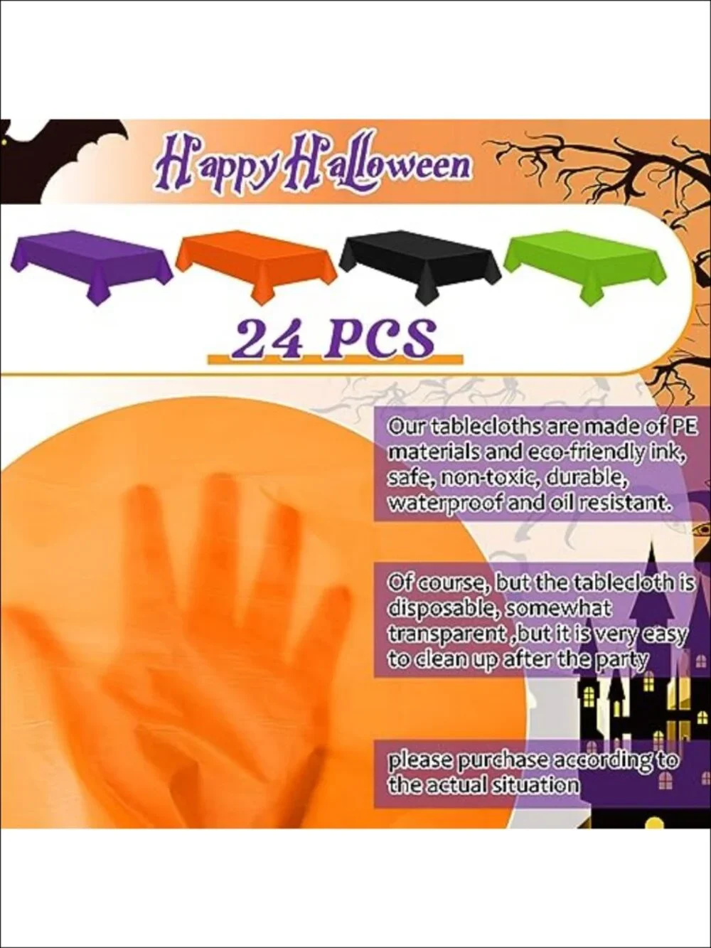 24 Pk Disposable Plastic Tablecloths 54x108 Rectangle Party Tables